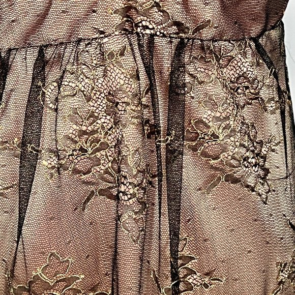 ABS Allen Schwartz Black Mesh Overlay Sleeveless Cocktail Slip Dress size 4 - Picture 6 of 13